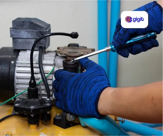Man fixing water pump